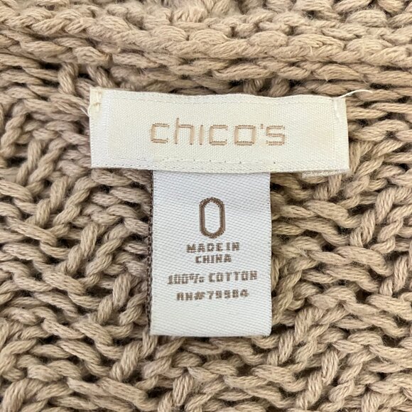Chico's Womens Tan Draped Waterfall Cardigan Sweater Open Knit Size 0 = US Small - Picture 7 of 7
